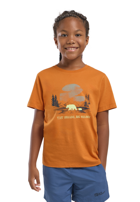 Jack Wolfskin Lasten Graphic Cotton t-paita, PRINT soft amber