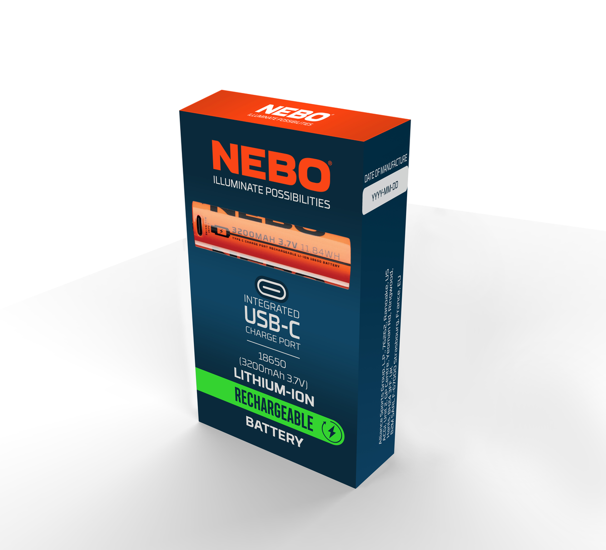 Nebo 18650 USB-C ladattava akku