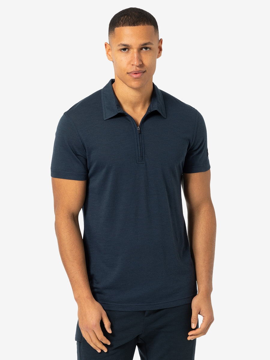 super.natural Zip Polo miesten merinopaita, Blueberry