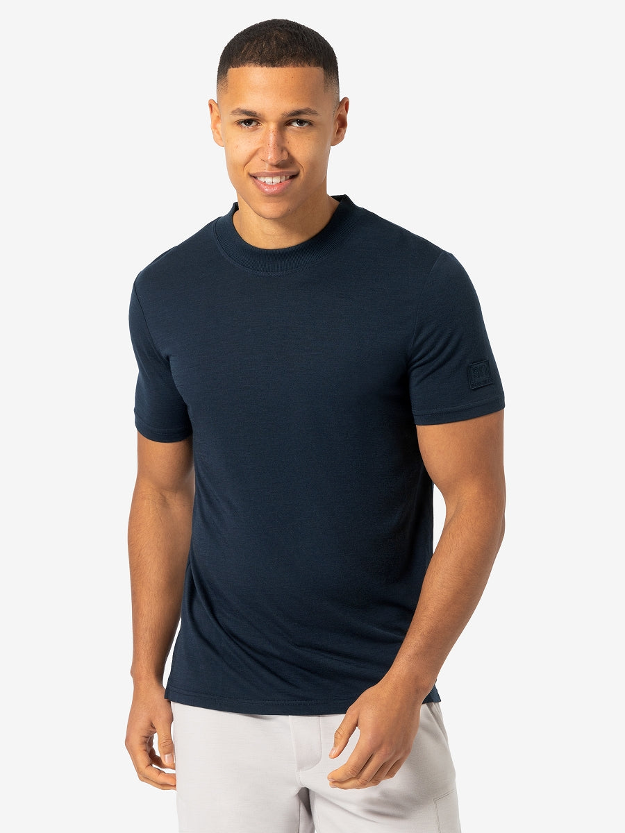 super.natural Casual Rib Bio J miesten merinovillainen t-paita, Blueberry