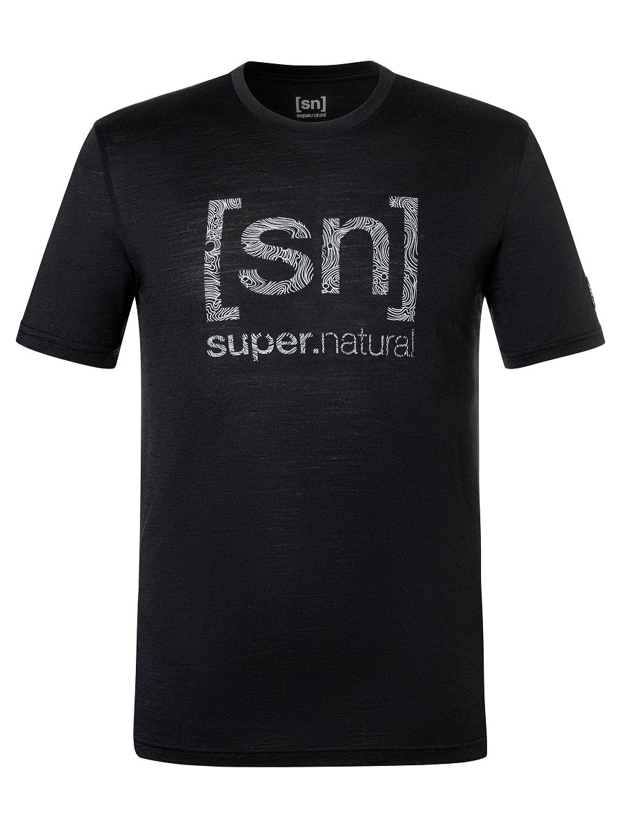 super.natural Logo Lines miesten merinovillainen t-paita