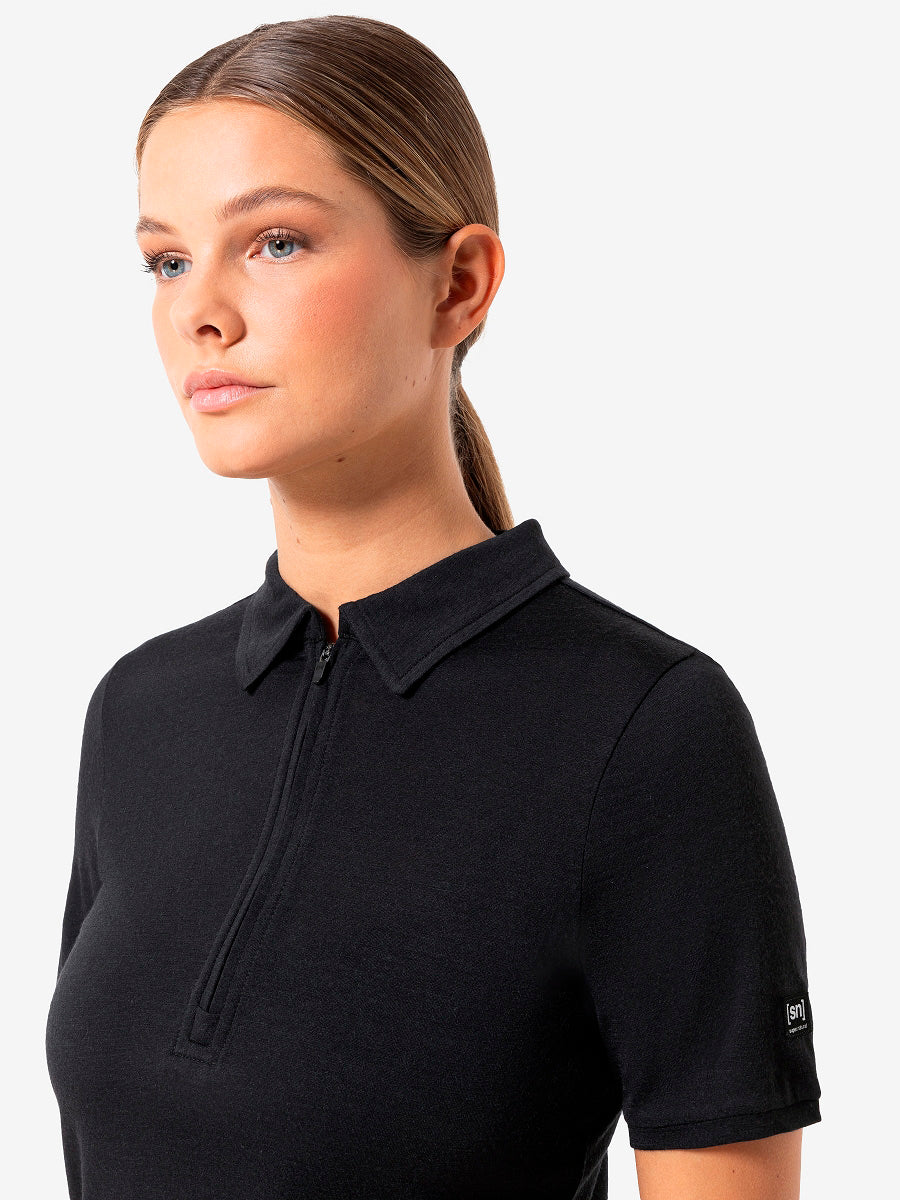 super.natural Zip Polo naisten merinovillainen t-paita