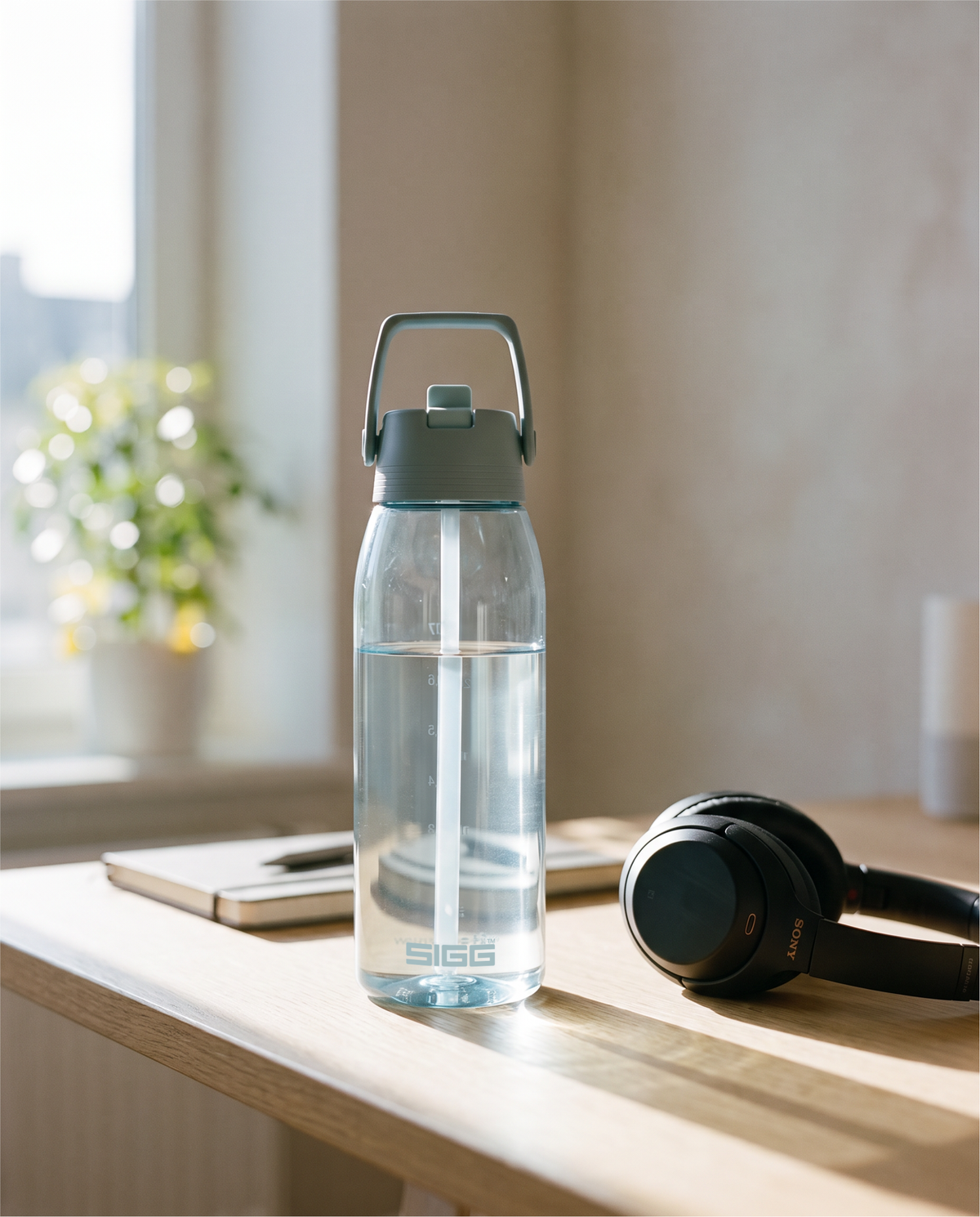 SIGG Total Color FLIP Transparent 1 L käytössä