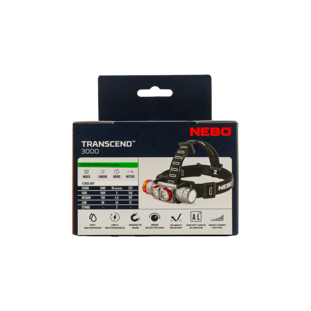Nebo Transcend 3000 lumenin otsavalaisin