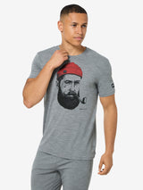 super.natural SN Sailor miesten merinovillainen t-paita, Cashmere Grey Melange/Jet Blac