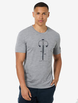 super.natural Vintage Bike miesten merinovillainen t-paita, Cashmere Grey Melange/Blueberr