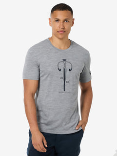super.natural Vintage Bike miesten merinovillainen t-paita, Cashmere Grey Melange/Blueberr