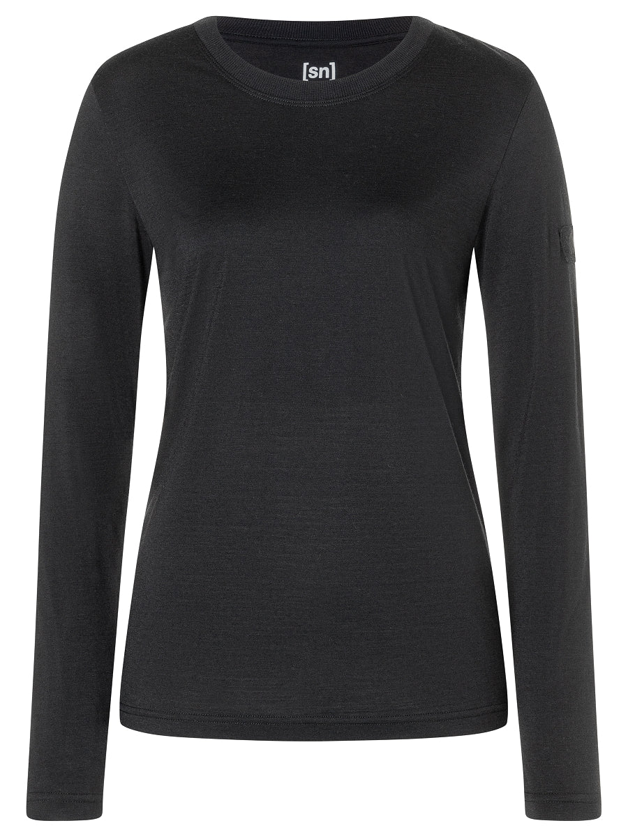 super.natural Casual Rib Bio J naisten pitkähihainen merinopaita, Jet Black